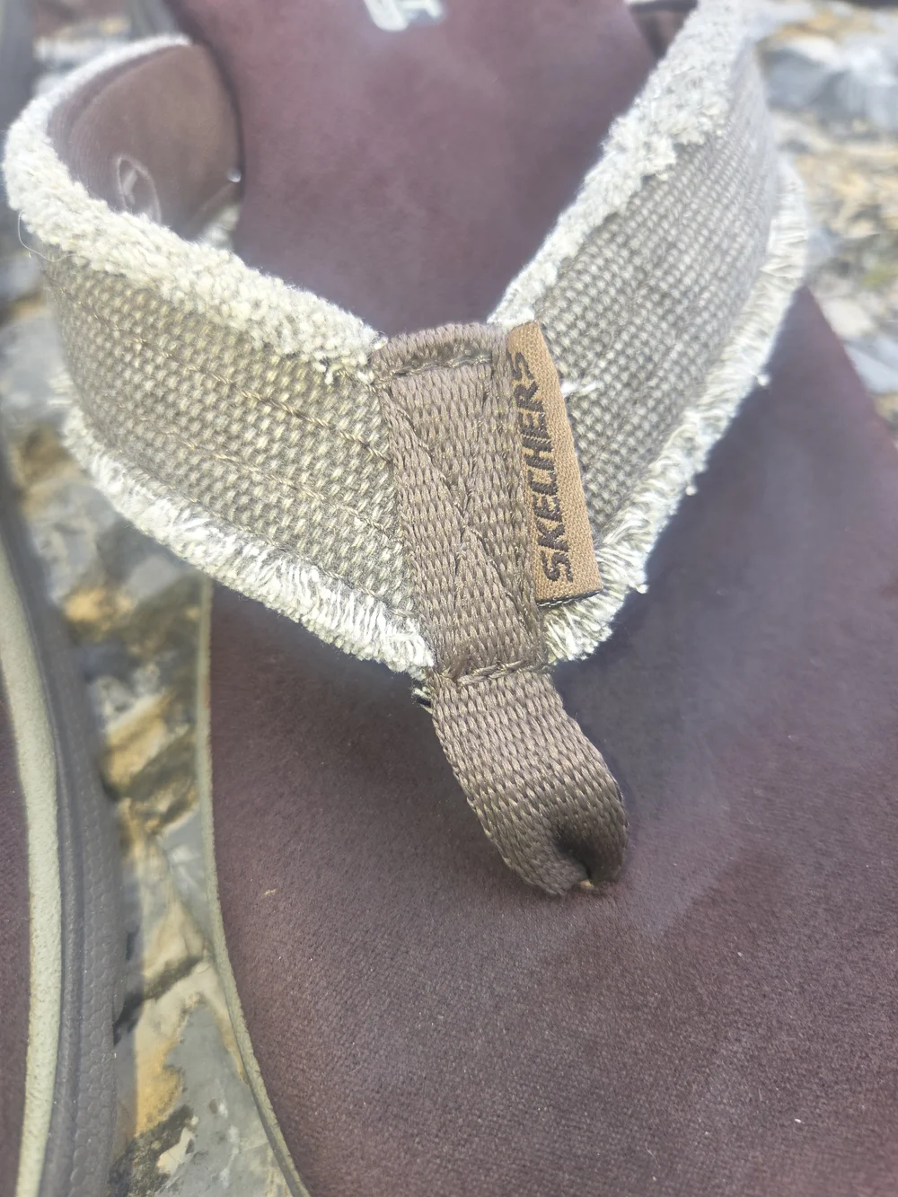 Skechers Kids Brown Flip-Flop Sandals with Cream Straps